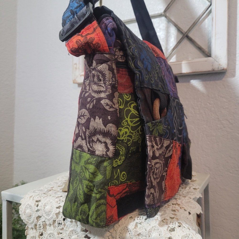 Cotton Multicoloured Patchwork Shoulder Messange … - image 6